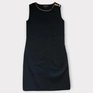 Jones New York Sheath Dress Sleeveless Shoulder Button Black Size SP